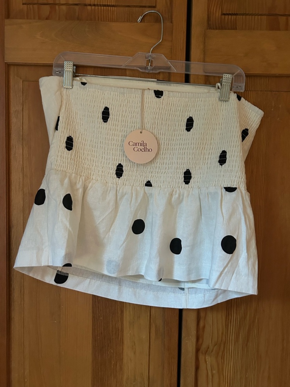 Camila Coelho White Polka Dot Ruffle-Hem Skirt - Picture 2 of 3